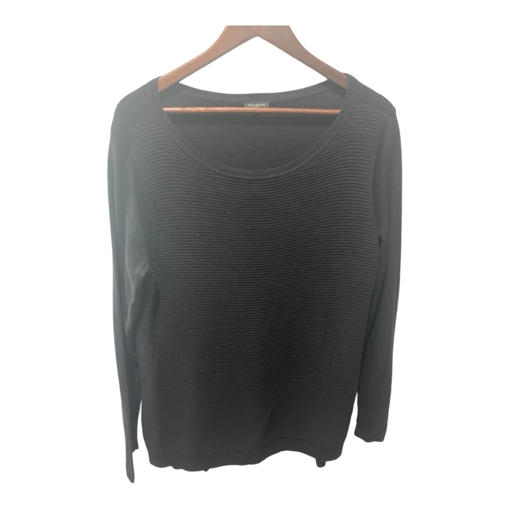 TALBOTS BLACK LONG SLEEVE SWEATER TOP SIZE LARGE PETITE